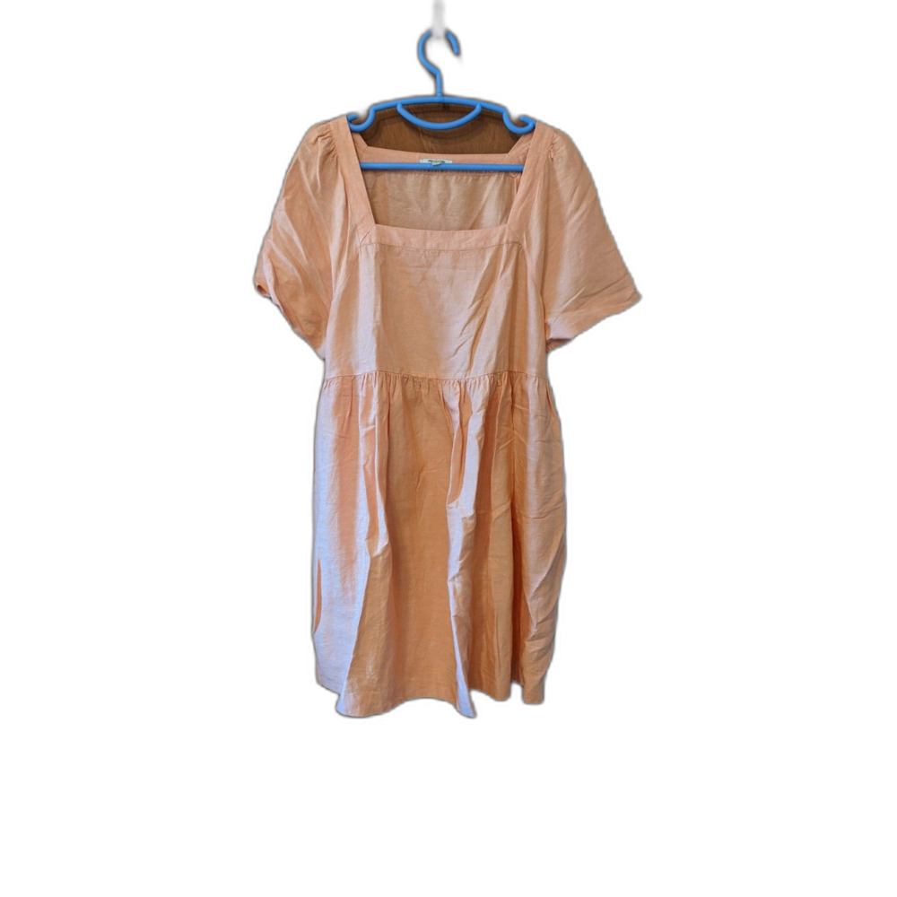 Madewell Peach Dress Cottagecore Style Square Neck Puff Sleeve Sz XXL Coquette